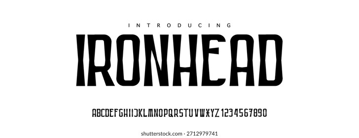 Ironhead font is A bold condensed display font with industrial vibes, perfect for strong titles, logos, and impactful designs.