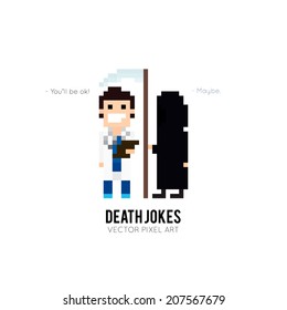 Ironic conceptual illustration with doctor and death character