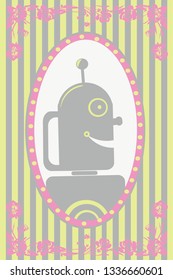 Ironic fun robot and roses. Mixed elements of new RPA time and old school vintage elements.