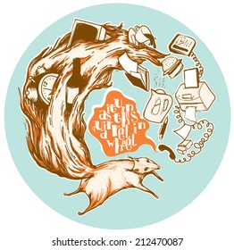 ironic illustration on the theme of what people usually consider themselves too busy with chores