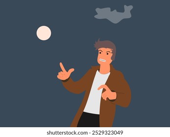 ironic man flat design vector illustration