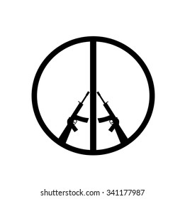 ironic peace sign using weapons