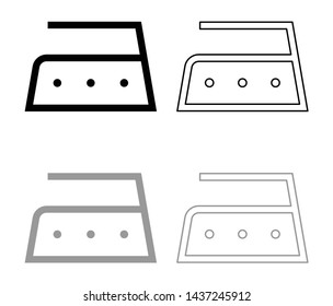 Ironing is allowed high temperature symbols black grey set