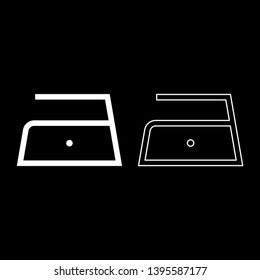 Ironing is allowed low slow temperature to one hundred and ten 110 degrees Clothes care symbols Washing concept Laundry sign icon outline set white color vector