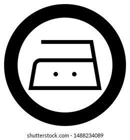 Ironing is allowed middle temperature to one hundred and fifty 150 degrees Clothes care symbols Washing concept Laundry sign icon in circle round black color