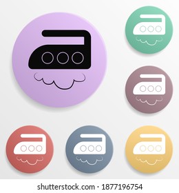 Ironing at an average temperature of up to 200 degrees badge color set icon. Simple glyph, flat vector of wash icons for ui and ux, website or mobile application