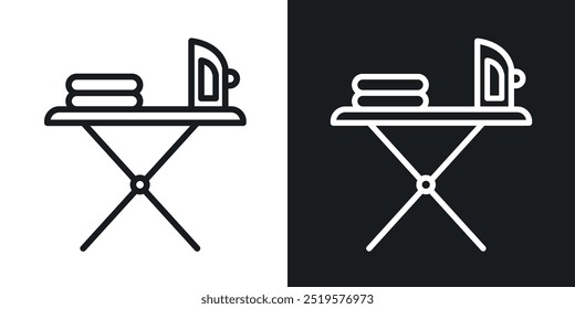 Ironing board black and white icon.
