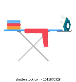 Ironing Board with clothes and iron