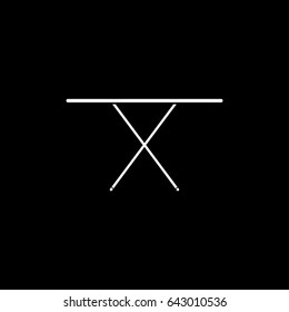 Ironing Board Flat Icon On Black Background