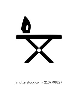 Ironing board Icon in black flat glyph, filled style isolated on white background
