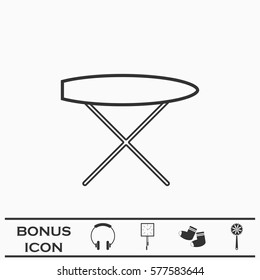 Ironing board icon flat. Black pictogram on white background. Vector illustration symbol and bonus button