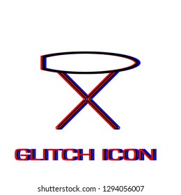Ironing board icon flat. Simple pictogram - Glitch effect. Vector illustration symbol