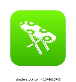 Ironing board icon green vector isolated on white background
