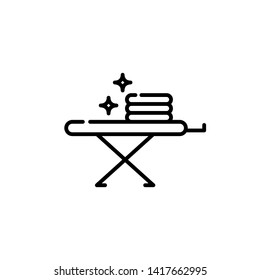 Ironing board icon, outline editable stroke. For laundry, dry cleaning, housekeeping services. Flat vector design. Modern graphic design. Home appliance. House laundry.