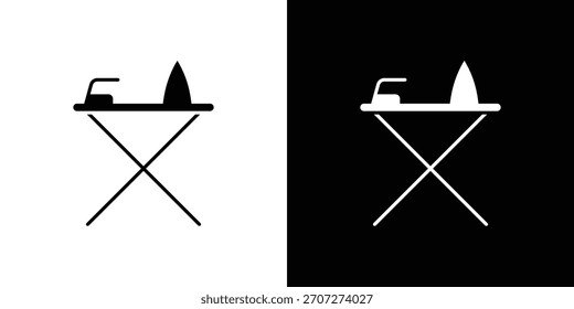 Ironing board icon in solid silhouette set. Vector Illustration.
