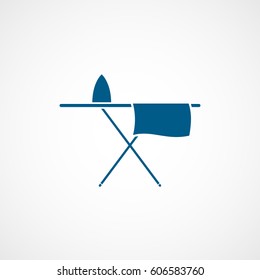 Ironing Board And Iron Blue Flat Icon On White Background