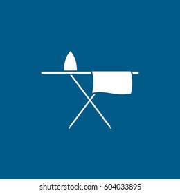 Ironing Board With Iron Flat Icon On Blue Background