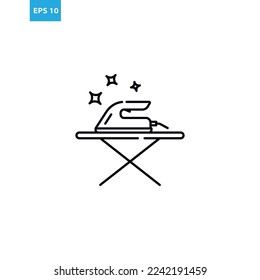 Ironing board with iron line icon Vector illustration