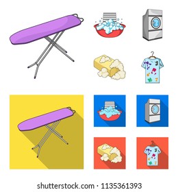 Ironing board and other accessories. Dry cleaning set collection icons in cartoon,flat style vector symbol stock illustration web.