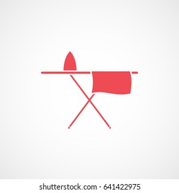 Ironing Board Red Flat Icon On White Background
