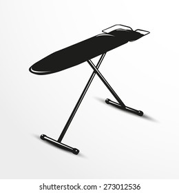 Ironing board. Vector illustration. Black and white view.