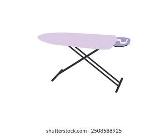 Ironing Board Vector Illustration - Flat Clothes Pressing Board. Folding Iron Stand for Household Use, Domestic Work, Laundry, Fabric Care. Home Appliance Design, Efficient Ironing and Home Tasks.