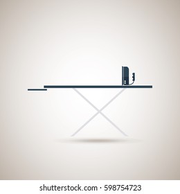 Ironing board in white and blue on gradient background