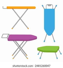 Ironing boards vector cartoon set isolated on a white background.