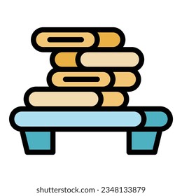 Ironing cloth stack icon outline vector. Iron table. Electric clean color flat