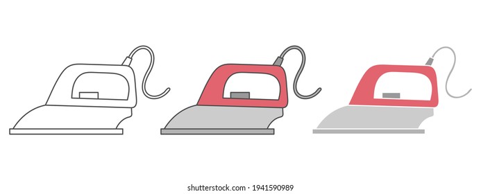ironing clothes design vector illustration. hand drawn element. black and white outline