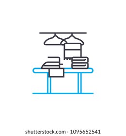 Ironing clothes linear icon concept. Ironing clothes line vector sign, symbol, illustration.