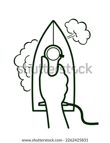 Ironing Clothes outline vector illustration isolated on white background, eps