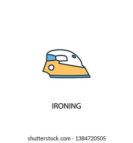 ironing concept 2 colored line icon. Simple yellow and blue element illustration. ironing concept outline symbol design