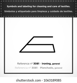 Ironing, general. PICTORIAL symbols and labeling for cleaning and care of textiles.
(ISO) - Set icons clothes - Vectorized graphic symbols for laundry