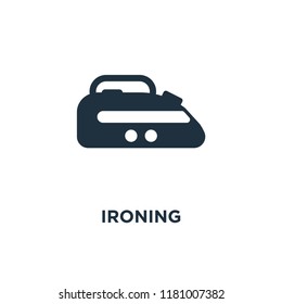 Ironing icon. Black filled vector illustration. Ironing symbol on white background. Can be used in web and mobile.