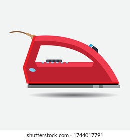 Ironing icon. Red electric iron vector is good for application, tailor, clothing etc.