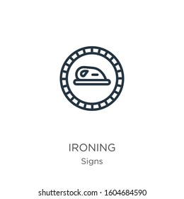 Ironing icon. Thin linear ironing outline icon isolated on white background from signs collection. Line vector sign, symbol for web and mobile