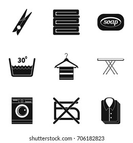 Ironing icons set. Simple style set of 9 ironing vector icons for web design