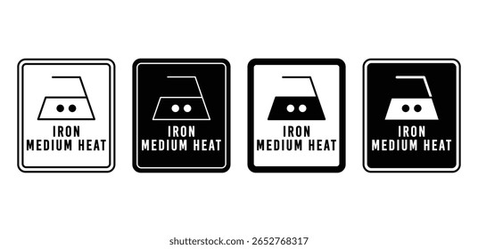Instruções de passar a ferro Calor médio ícones Set Vetor Design Ilustração Coleções