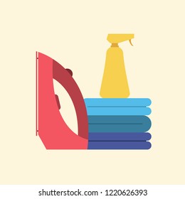 Ironing and laundry. flat design. vector illustration