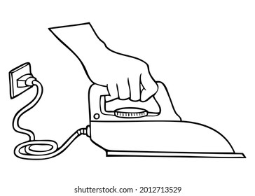 ironing line vector illustration,isolated on white background,top view