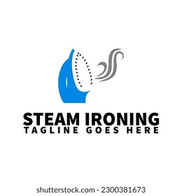 ironing logo template with iron and steam icon