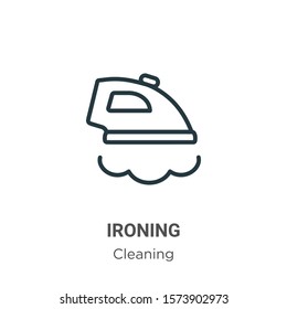 Ironing outline vector icon. Thin line black ironing icon, flat vector simple element illustration from editable cleaning concept isolated on white background