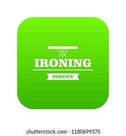 Ironing service icon green vector isolated on white background