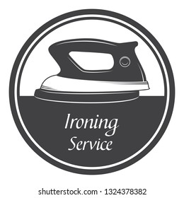 Ironing service icon, symbol, sign, logo.  Isolated Template on white Background. Simple flat style graphic design. Can be used as banner, poster, label in laundry service. Vector EPS10