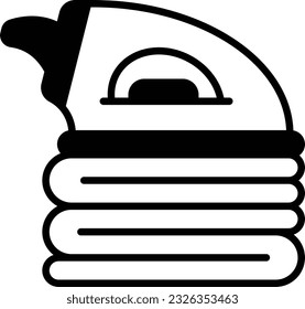 Ironing the stack of textile concept, to remove wrinkles and unwanted creases from fabric vector icon design, Housekeeping symbol, Home cleaning sign, Professional cleaner equipment stock illustration