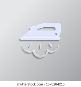 Ironing, steaming paper style, icon. Paper style vector icon.