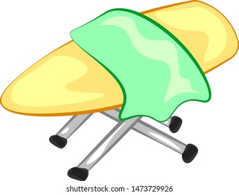 Una tabla de planchar con un paño verde, vector, dibujo de color o ilustración.