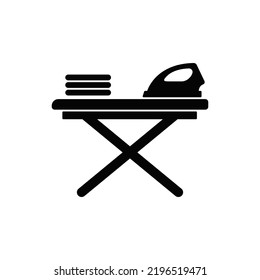 ironing table icon in black flat glyph, filled style isolated on white background