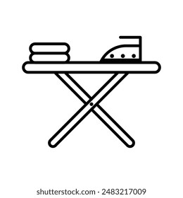 Bügeltischsymbol Lineares Logo-Zeichen in Schwarz und Weiß